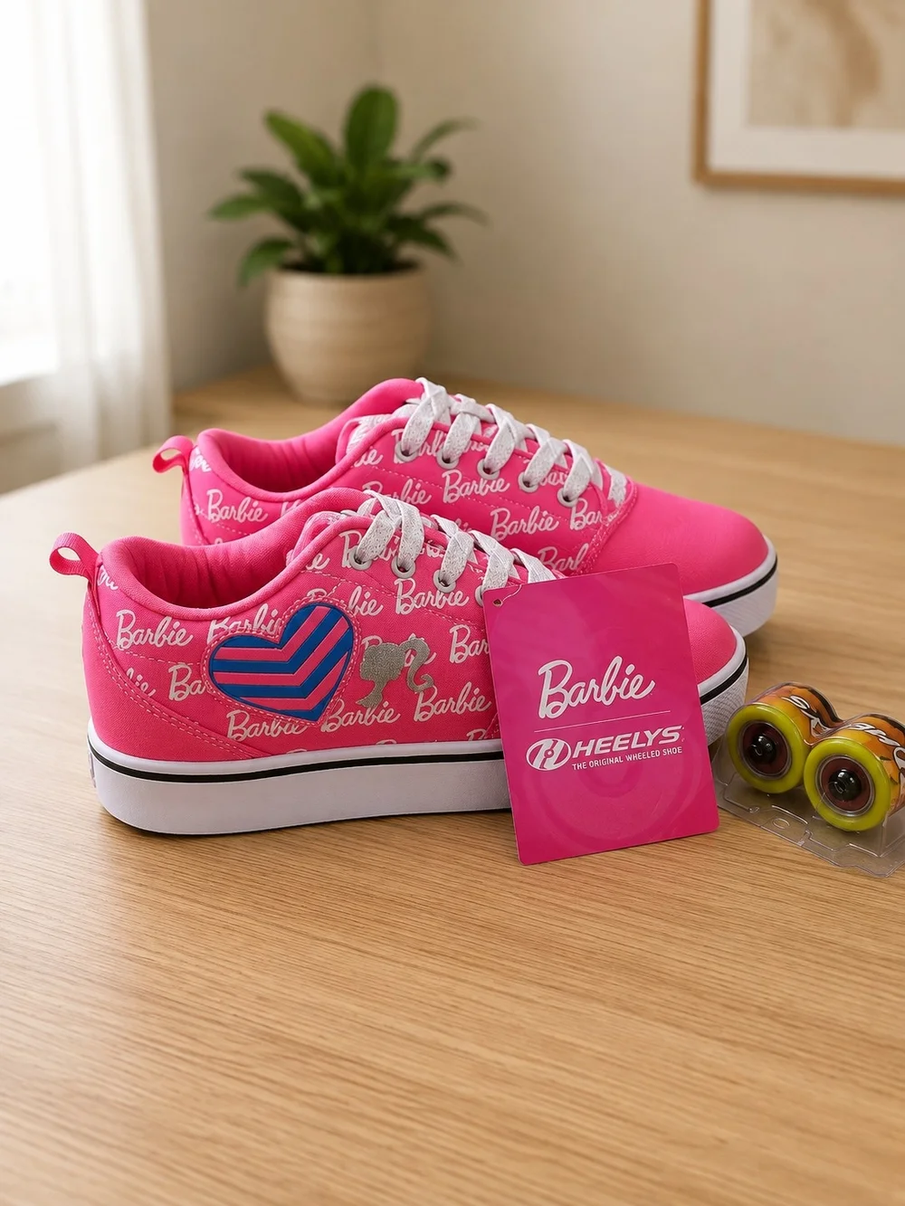 Barbie Pink Lace-Up Heelys Sneakers with White Soles